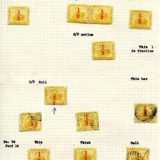 1884 "½" surcharge in red on 1d yellow-ochre in ...