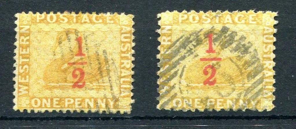 1884 ½d on 1d yellow-ochre, perf. 14 F/U (SG 89) & ... Image 1++