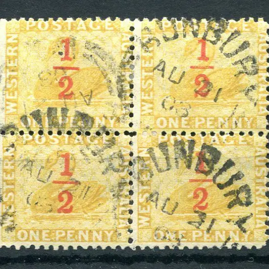 1884 "½d" surcharge in red ink on 2d ...