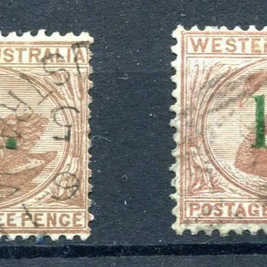 1885 "1d" surcharge in green on 3d pale brown with ...