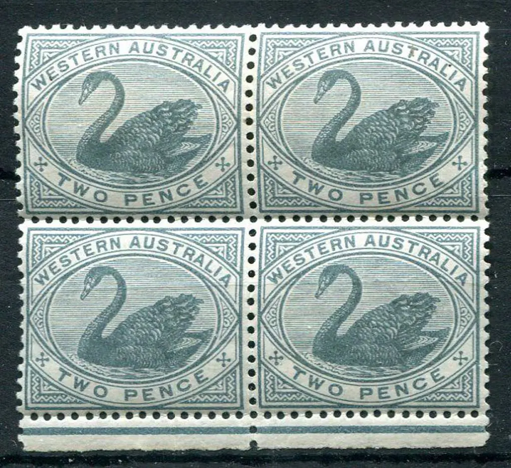 1890 2d bluish-grey in bottom selvedge block of 4. ... Image 1++