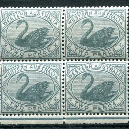 1890 2d bluish-grey in bottom selvedge block of 4. ...