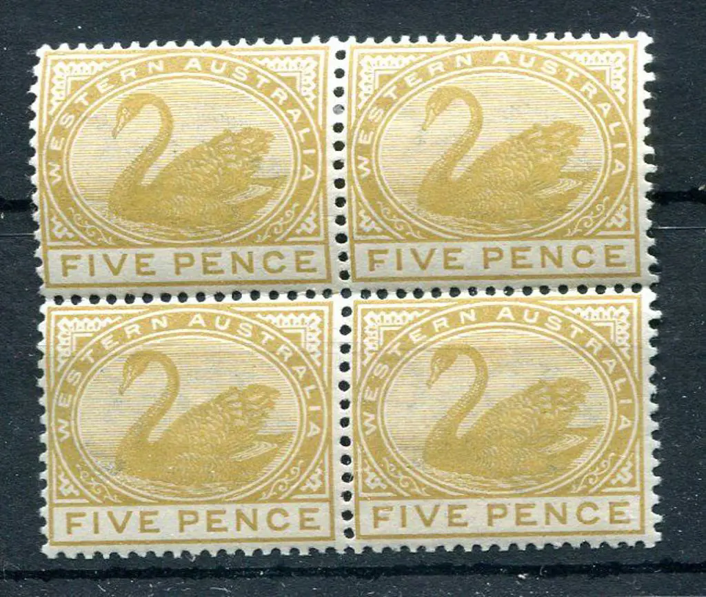 1892 5d bistre block of 4. MUH/MLH. Well centred & ... Image 1++