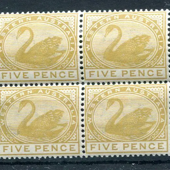 1892 5d bistre block of 4. MUH/MLH. Well centred & ...