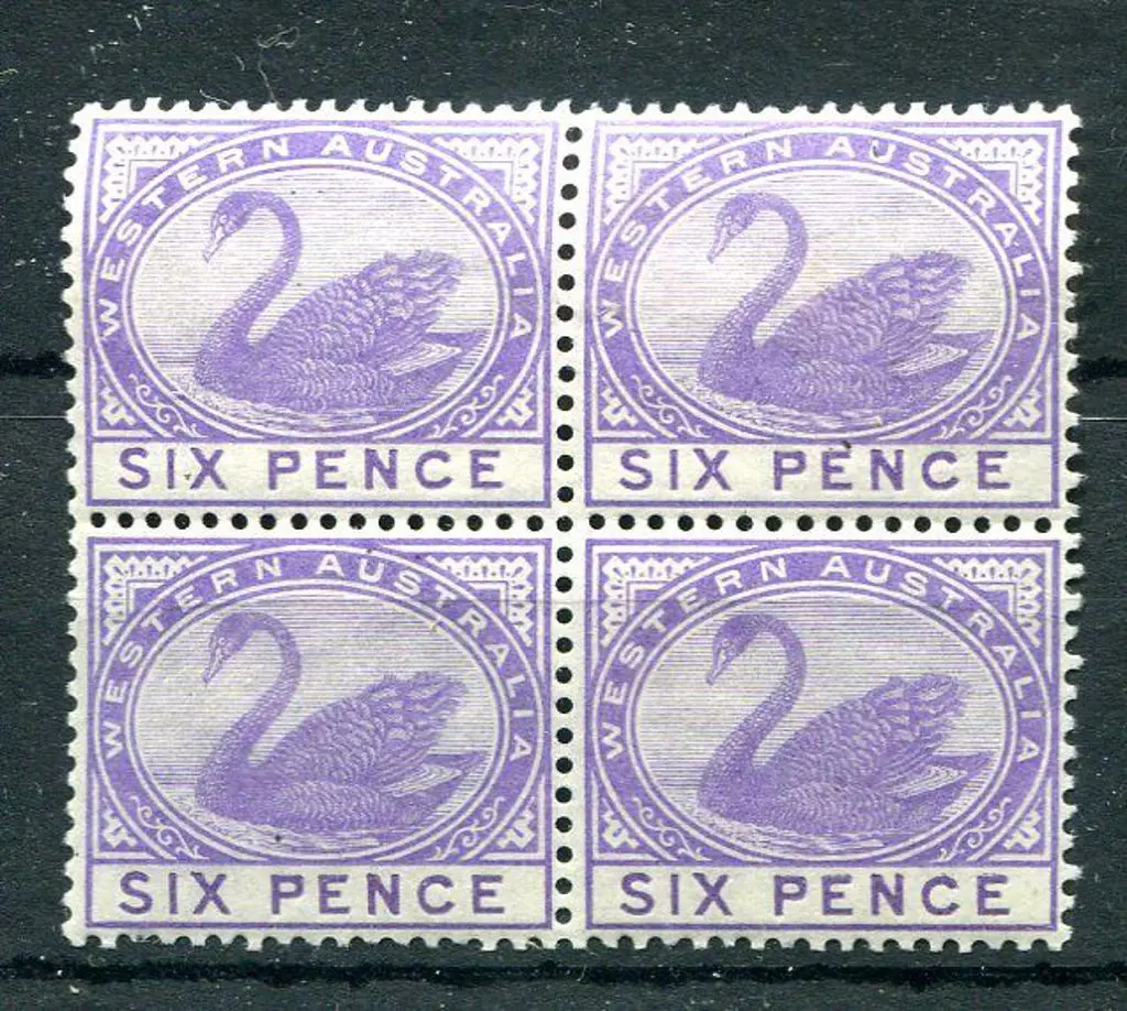 1893 6d bright violet block of 4. MLH x1 with ... Image 1++