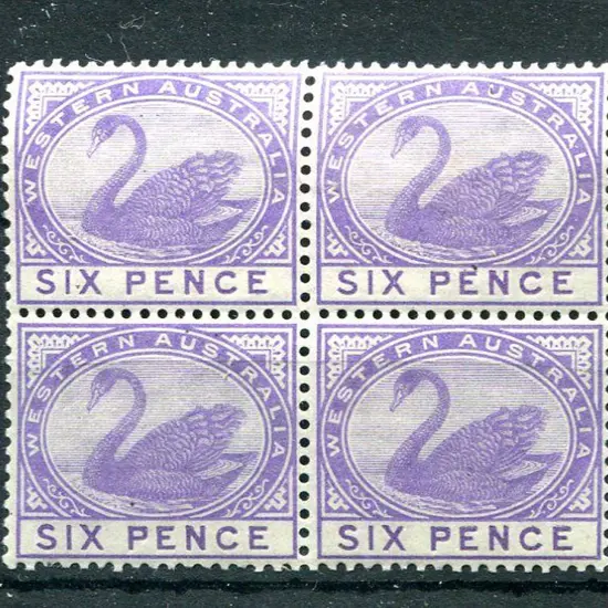 1893 6d bright violet block of 4. MLH x1 with ...