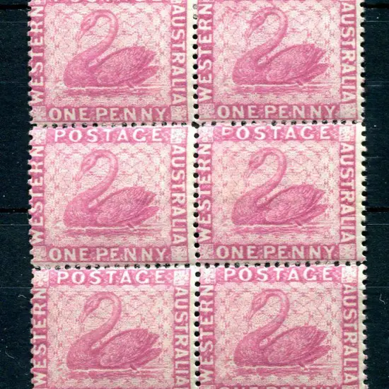 1888 1d carmine-pink block of 6 with 2 x MLH & ...