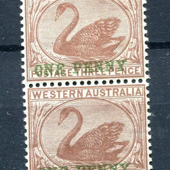 1893 "ONE PENNY" surcharge in green on 3d pale ...