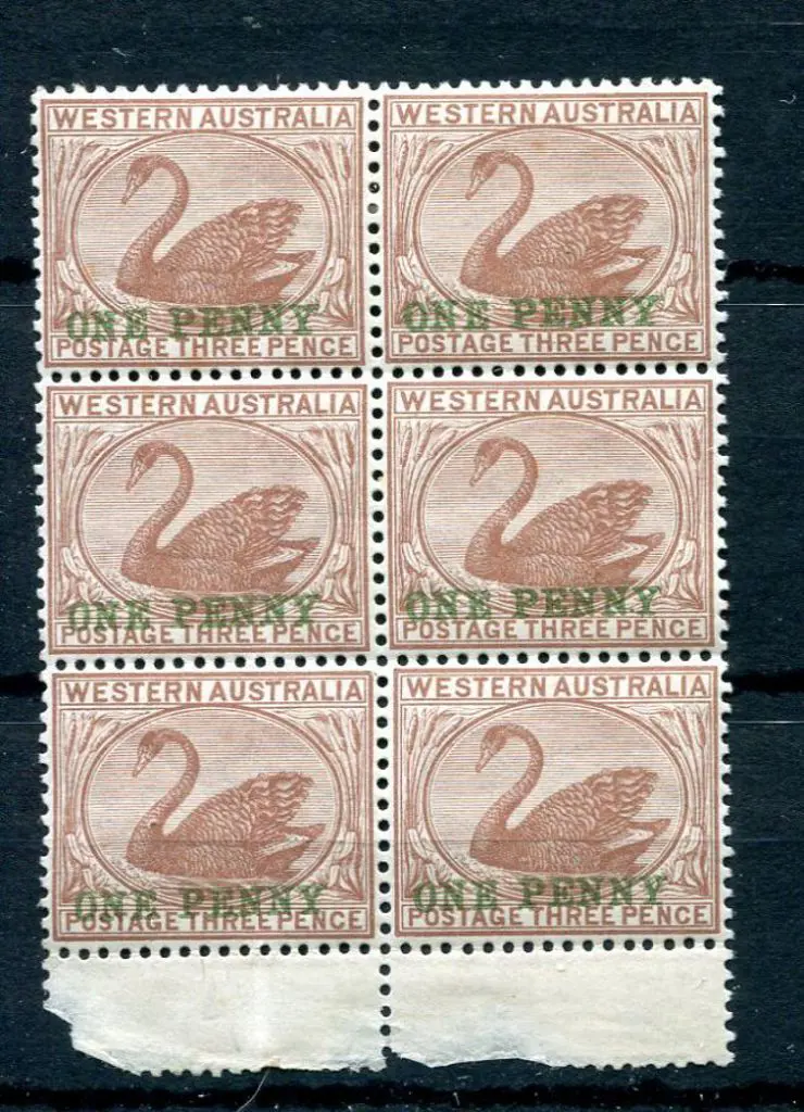 1893 "ONE PENNY" surcharge in green on 3d pale ... Image 1++