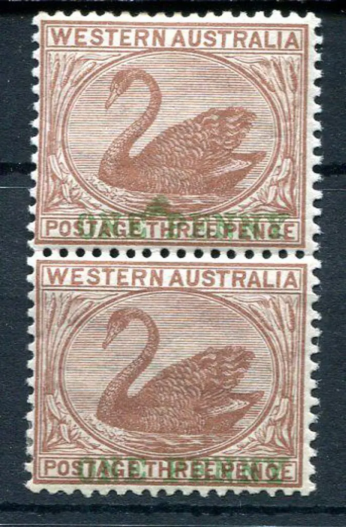 1893 "ONE PENNY" surcharge in green on 3d pale ... Image 1++