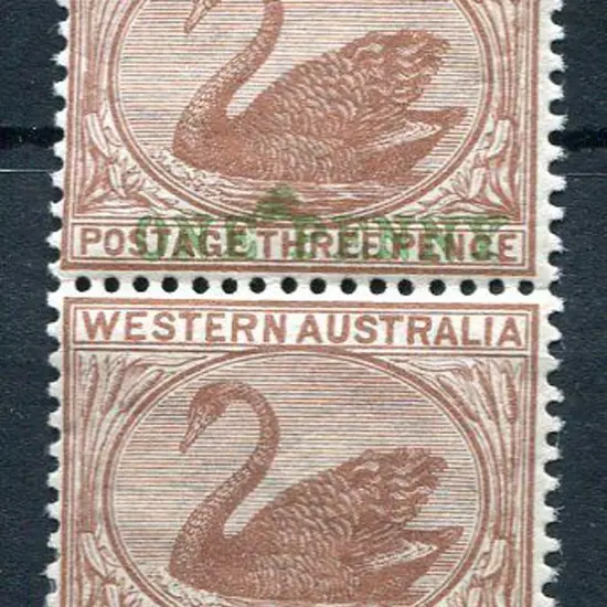 1893 "ONE PENNY" surcharge in green on 3d pale ...