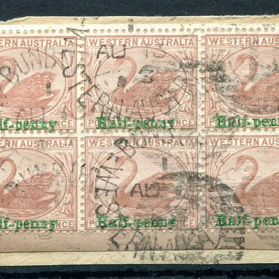 1895 "Half-penny" surcharge in green on 3d ...