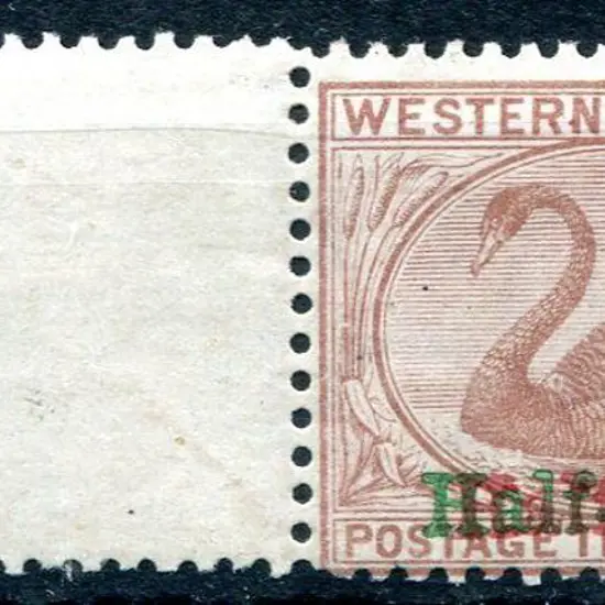 1895 "Halfpenny" on 3d cinnamon surcharge in red & ...