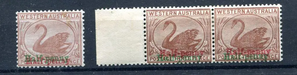 1895 "Half-penny" surcharge in red & green ink on ... Image 1++