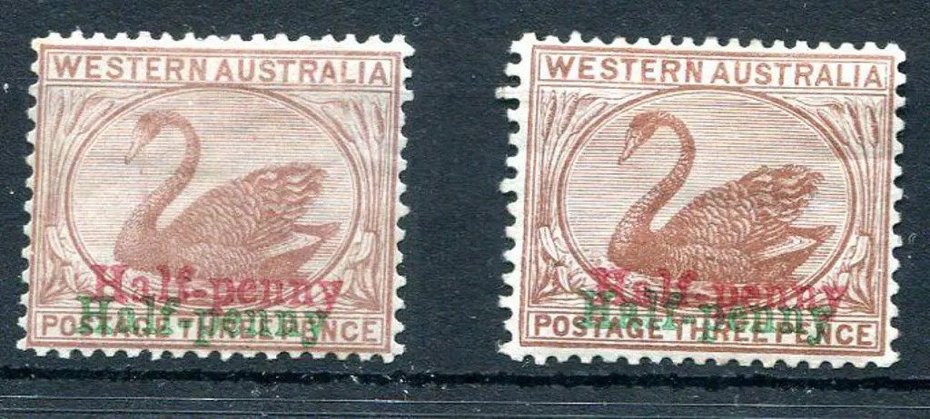 1895 "Half-penny" surcharge in red & green on both ... Image 1++