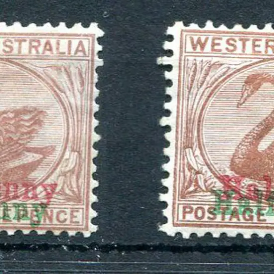1895 "Half-penny" surcharge in red & green on both ...