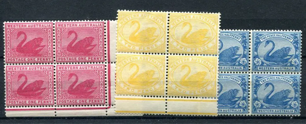 1898 1d carmine in lower right selvedge block of 4 ... Image 1++