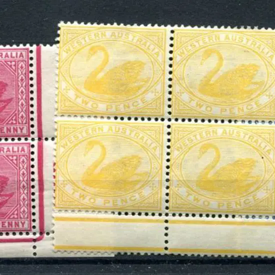 1898 1d carmine in lower right selvedge block of 4 ...
