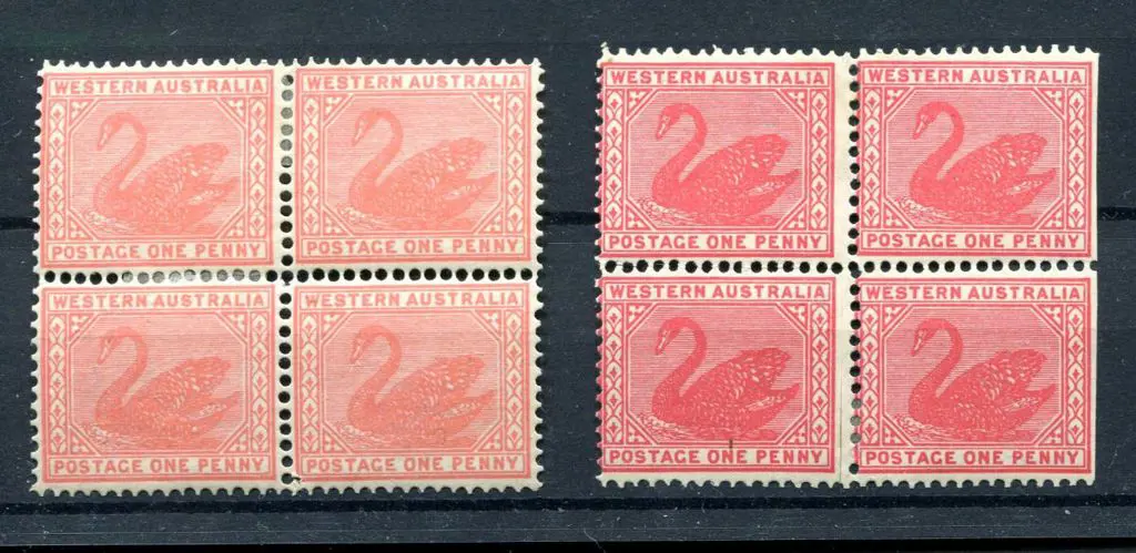1902/11 1d carmine-rose blocks of 4 in both wmks, ... Image 1++