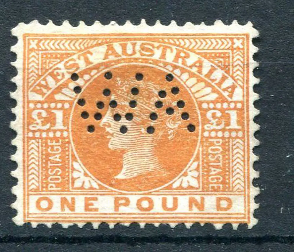 1902 £1 orange-brown perfined "WA". MNG. Rarely ... Image 1++