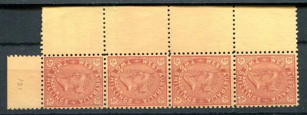 1902 2/- bright red on yellow in marginal vertical ... Image 1++