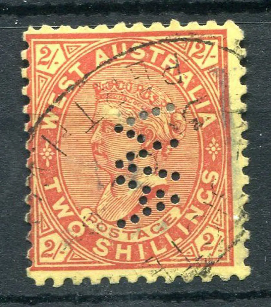 1902 2/- bright red/yellow, perf 11 with "WA" ... Image 1++