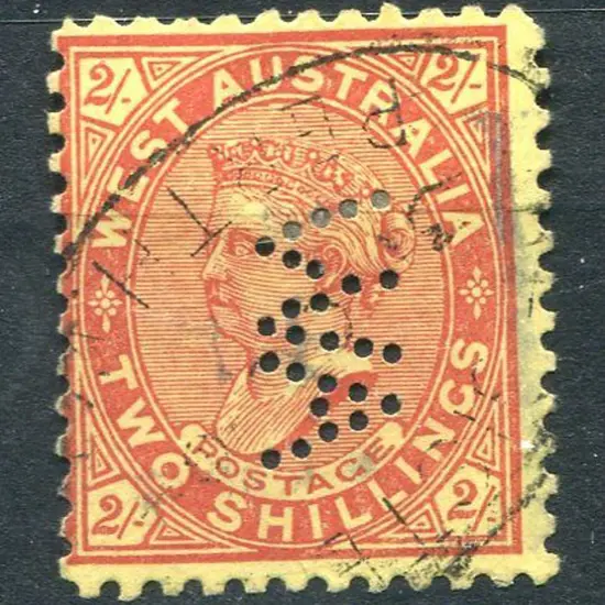 1902 2/- bright red/yellow, perf 11 with "WA" ...
