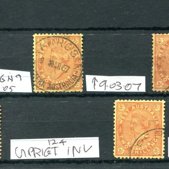 1902 2/- bright red/yellow with upright & upright ...