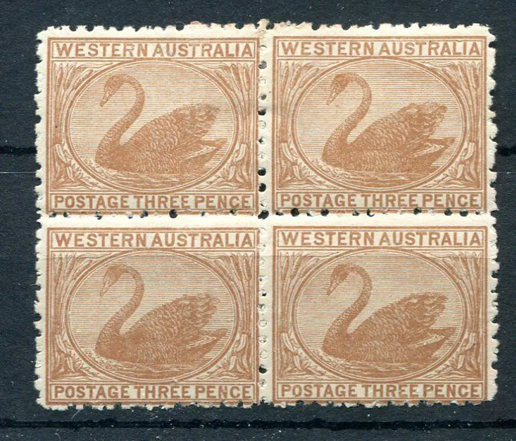 1906 3d brown in block of 4 with 1 stamp MUH, ... Image 1++