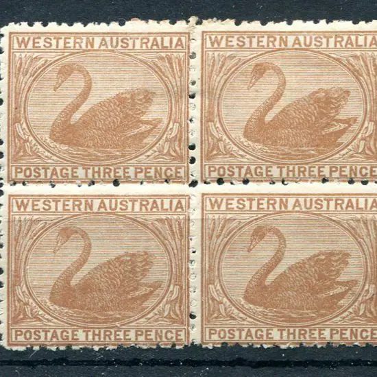 1906 3d brown in block of 4 with 1 stamp MUH, ...