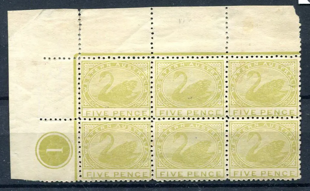 1912 5d pale greenish-yellow, Plate No.1 in corner ... Image 1++