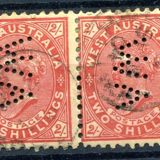 1902 2/- bright red/yellow horiz pair with horiz ...