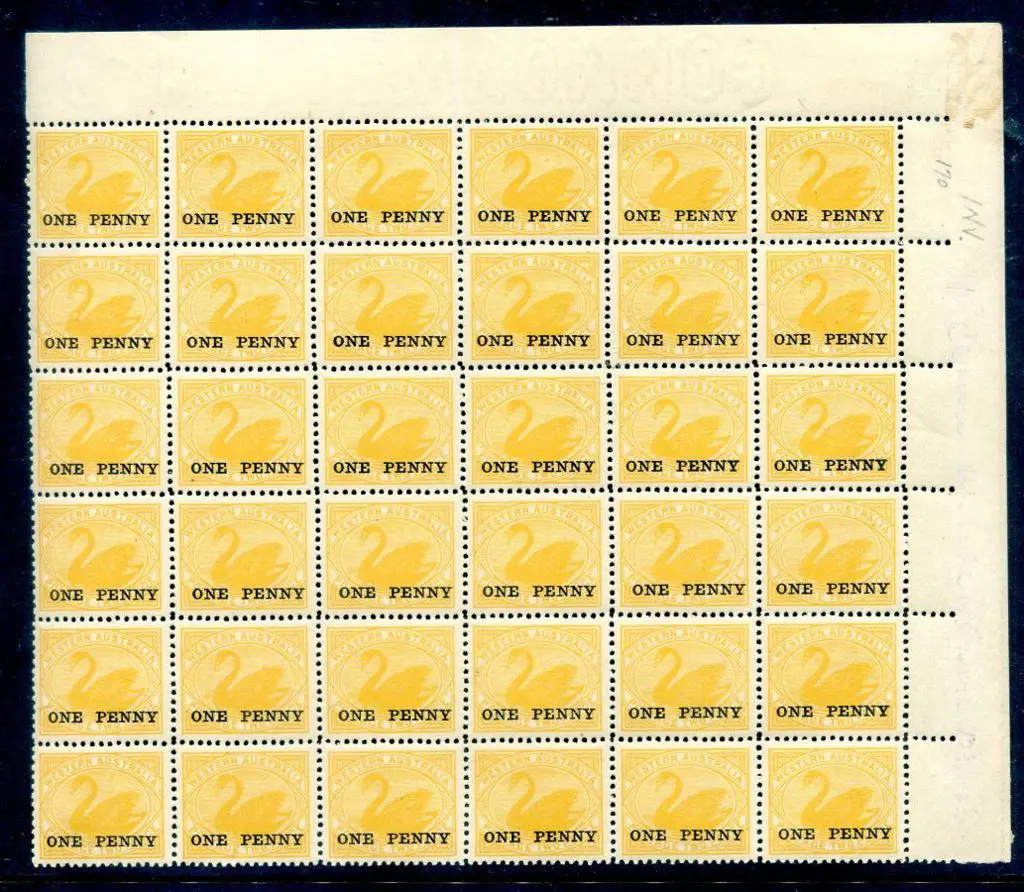 1912 "ONE PENNY" ovpt on 2d yellow swan with ... Image 1++