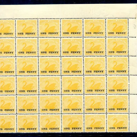 1912 "ONE PENNY" ovpt on 2d yellow swan with ...