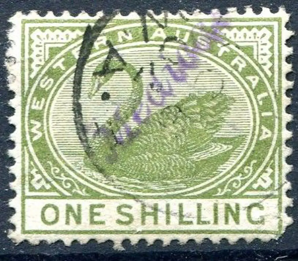 1885 1/- olive-green CR/CA wmk, perf. 14 with ... Image 1++