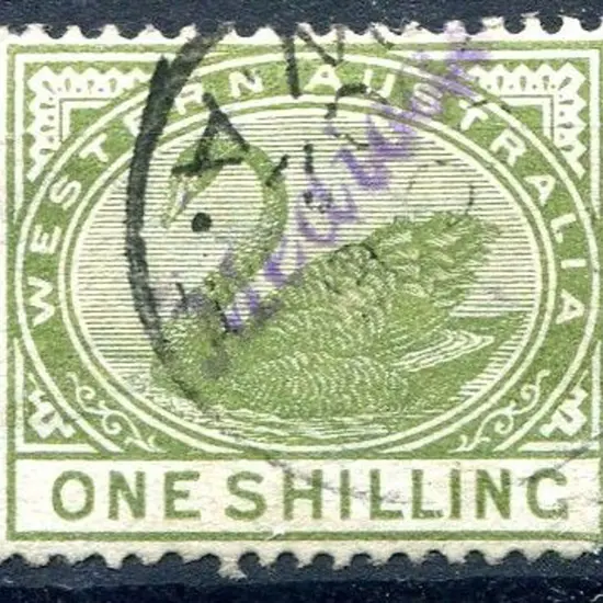 1885 1/- olive-green CR/CA wmk, perf. 14 with ...