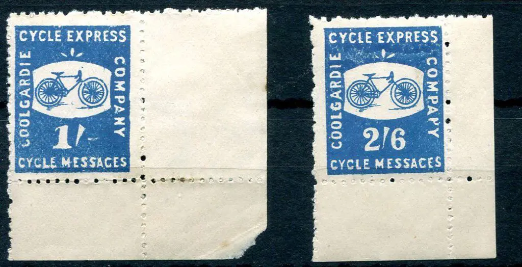 1893 1/- & 2/6d Coolgardie Cycle Express pair with ... Image 1++