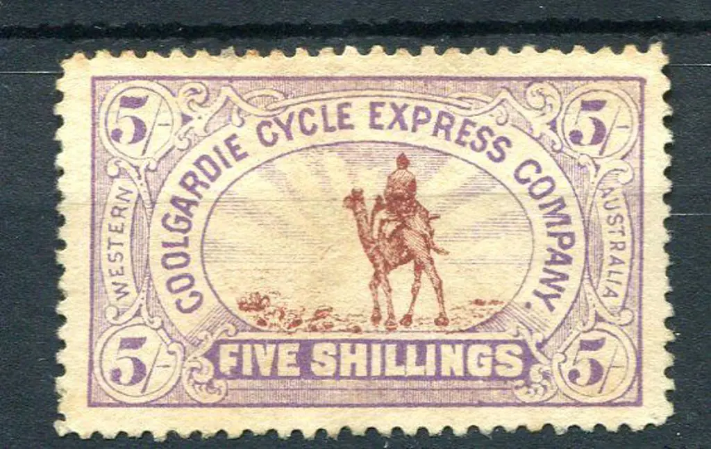 1896 5/- Coolgardie Cycle Express camel stamp. MNG ... Image 1++