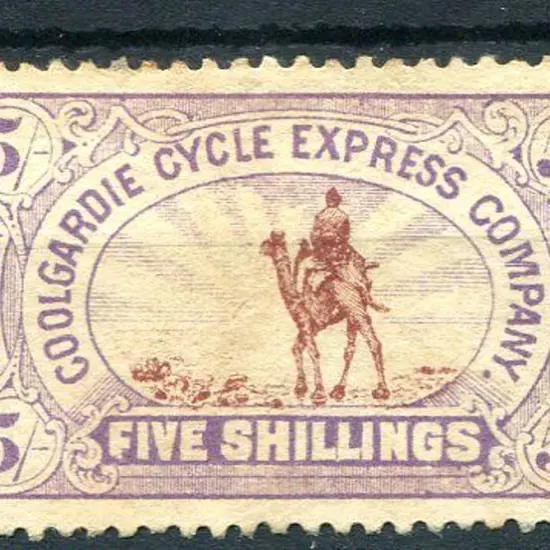 1896 5/- Coolgardie Cycle Express camel stamp. MNG ...