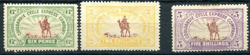 1896 6d, 2/- & 5/- Coolgardie Cycle Express camel ... Image 1++