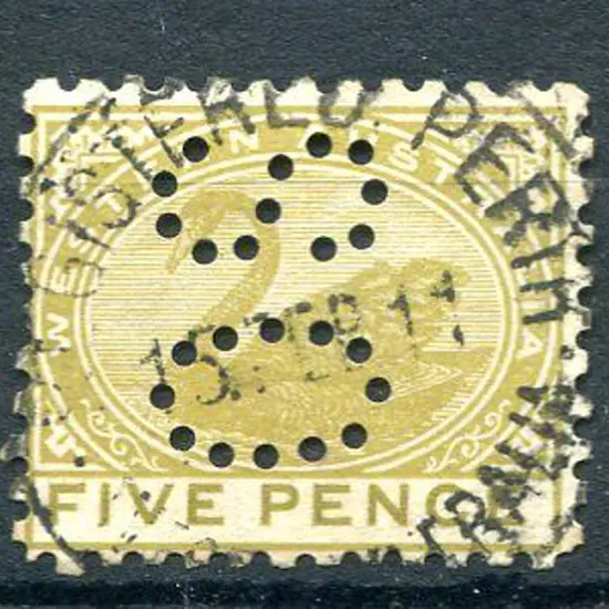 1902/11 5d bistre perfined "OS". Short perf at ...