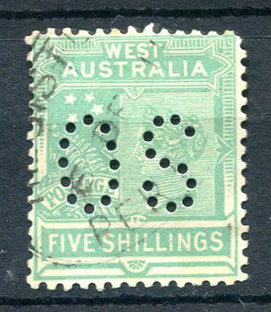 1902 5/- emerald-green perfined "OS". Fine used ... Image 1++