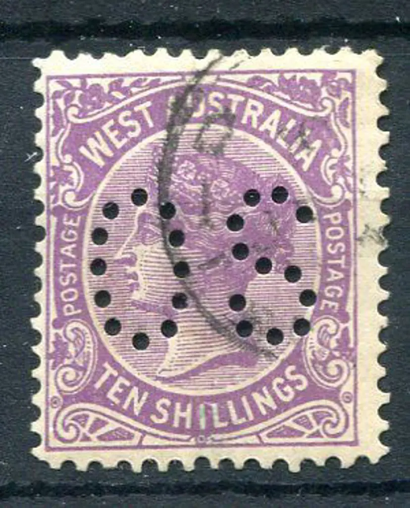 1902/11 10/- deep mauve perfined "OS". SG 127, ... Image 1++