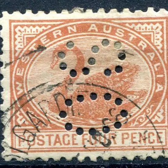 1905 5d brown perfined "OS". Fine used, a couple ...