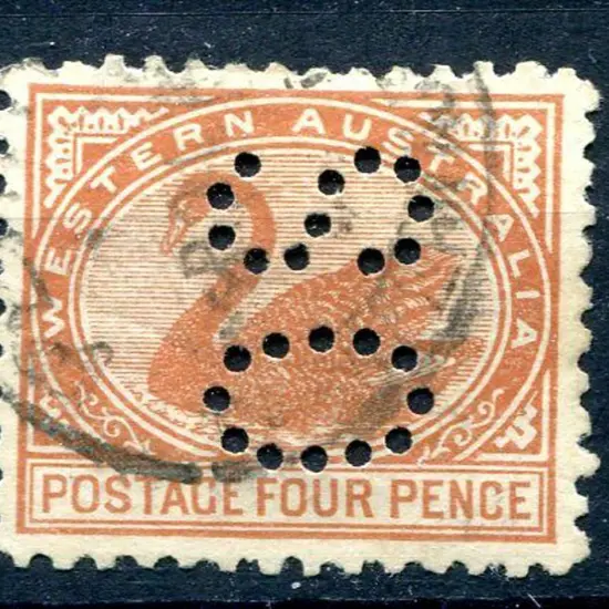 1905 5d brown perfined "OS" as above. Fine used ...