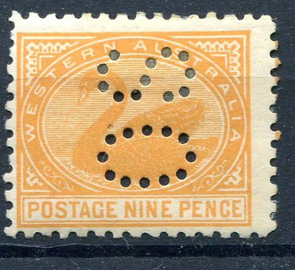 1905 9d orange-yellow perfined "OS". MH/MLH, ... Image 1++