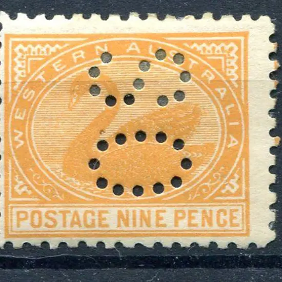 1905 9d orange-yellow perfined "OS". MH/MLH, ...