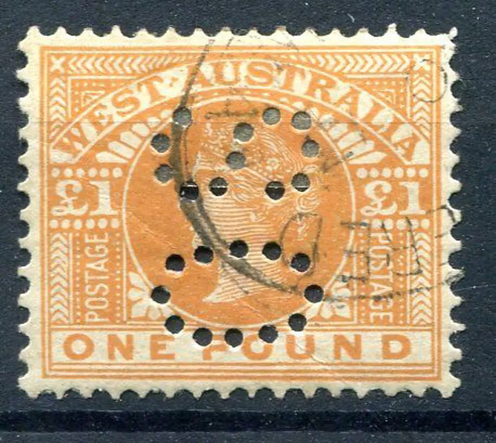 1909 £1 orange perfined "OS". Postally used with ... Image 1++