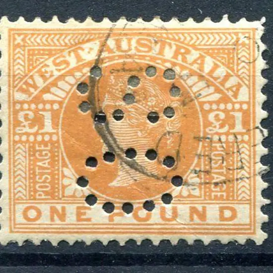 1909 £1 orange perfined "OS". Postally used with ...