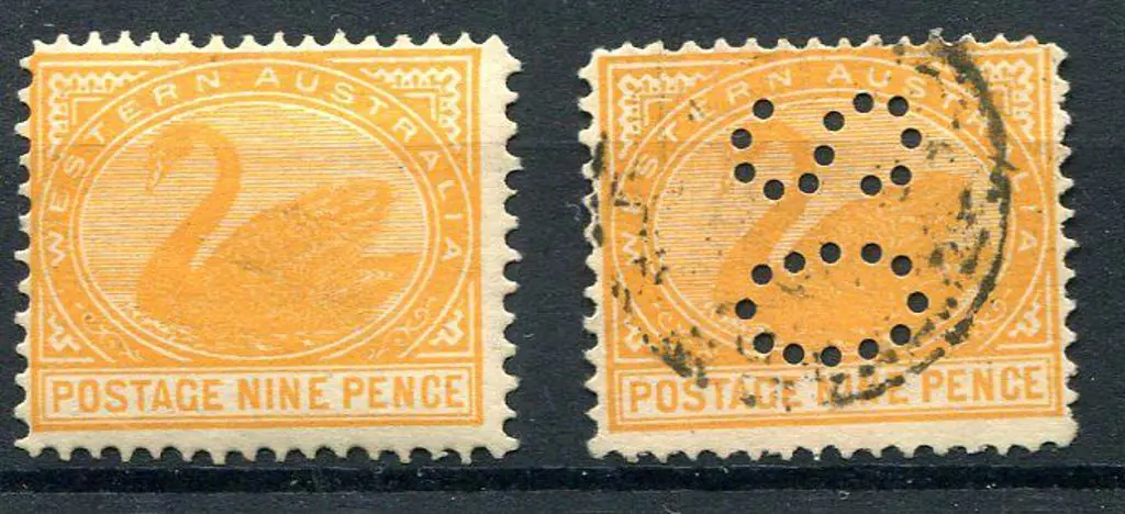 1908 9d yellow-orange, line perf MLH (ACSC ... Image 1++